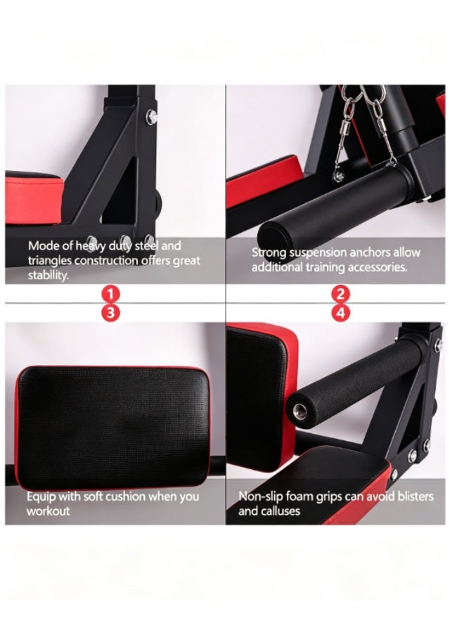 جدار المثبتة متعددة الوظائف Pull-Up Bar Dip Station، الثقيلة واجبات المنزل صالة رياضية القوة تدريب معدات التدريب - Image 4