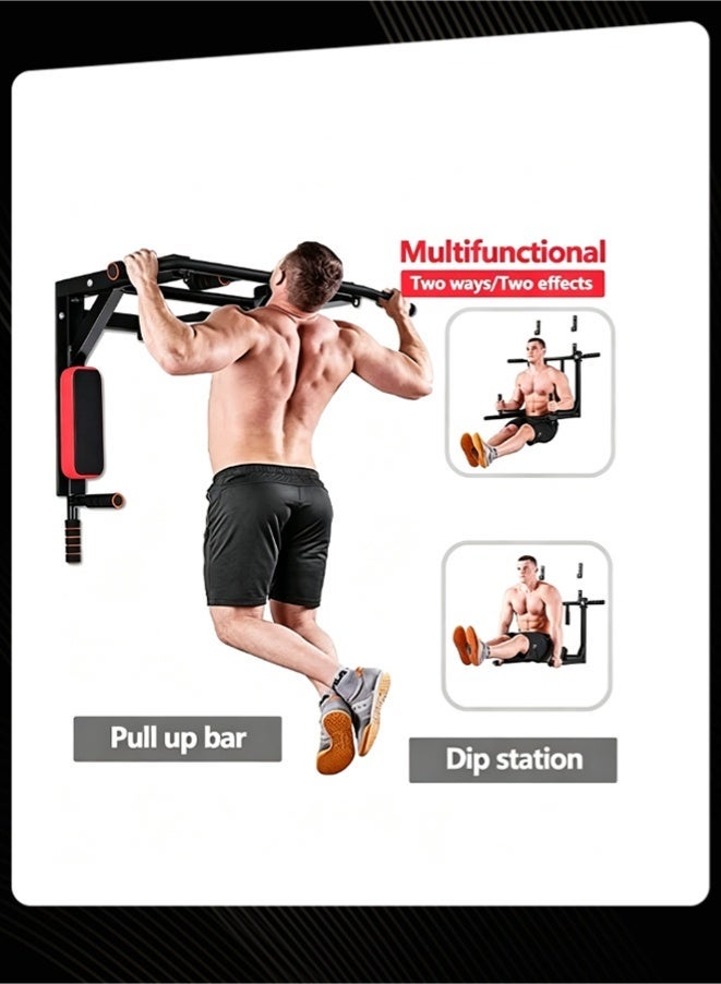 جدار المثبتة متعددة الوظائف Pull-Up Bar Dip Station، الثقيلة واجبات المنزل صالة رياضية القوة تدريب معدات التدريب - Image 2