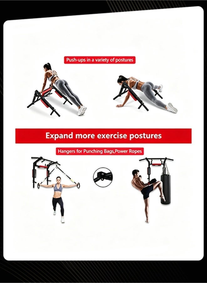 جدار المثبتة متعددة الوظائف Pull-Up Bar Dip Station، الثقيلة واجبات المنزل صالة رياضية القوة تدريب معدات التدريب - Image 3