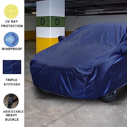 Auto Hub Car Cover Compatible with Tata Punch with Mirror Pocket, Weather Resistant, Triple Stitched, Punch Car Cover- Navy - Image 2