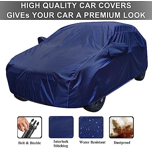 Auto Hub Car Cover Compatible with Tata Punch with Mirror Pocket, Weather Resistant, Triple Stitched, Punch Car Cover- Navy - Image 3