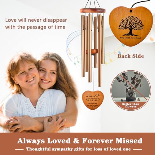 Soopau Sympathy Gifts for Loss of Loved One, Memorial Wind Chimes, Funeral Bereavement Gifts Baskets, Windchimes in Memory of a Loved One Mom Dad Husband Brother - Golden - Image 2