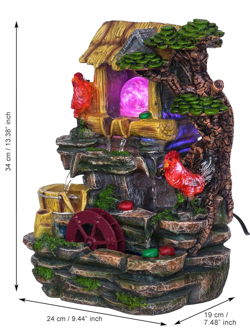 Craft Smith Polyresin Hen Design Tabletop Indoor 3 Steps Water Fountain for Home Decor with LED Speed Controller Pump Crystal Ball Size 24 x 19 x 34 CM Colour Multi Weight 1800 Gram - Image 3