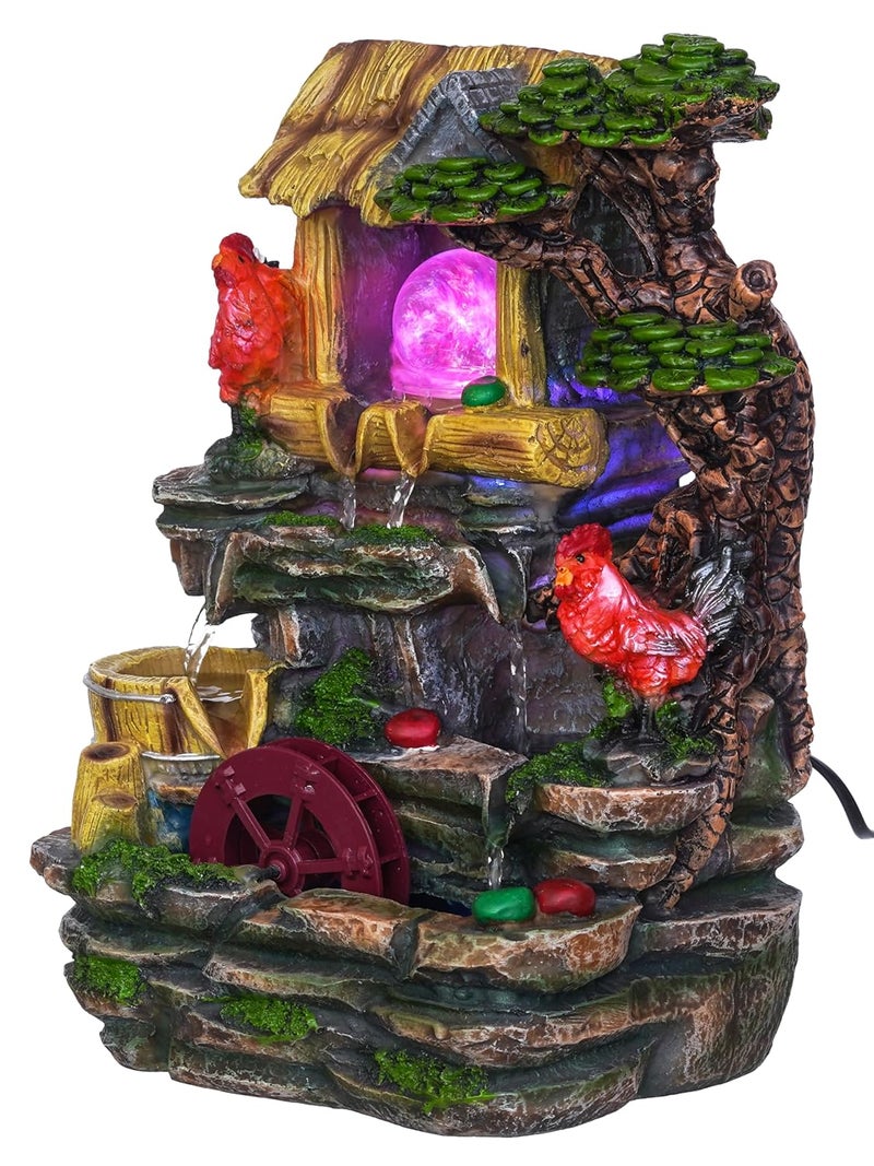 Craft Smith Polyresin Hen Design Tabletop Indoor 3 Steps Water Fountain for Home Decor with LED Speed Controller Pump Crystal Ball Size 24 x 19 x 34 CM Colour Multi Weight 1800 Gram - Image 5