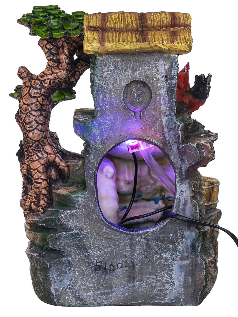 Craft Smith Polyresin Hen Design Tabletop Indoor 3 Steps Water Fountain for Home Decor with LED Speed Controller Pump Crystal Ball Size 24 x 19 x 34 CM Colour Multi Weight 1800 Gram - Image 4