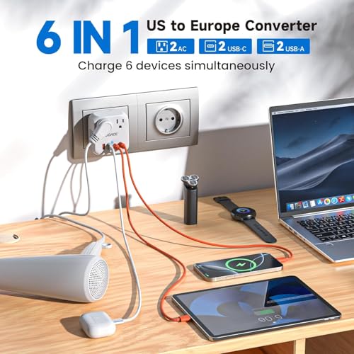 DOACE 2000W 220V to 110V Converter for European Travel for Hair Dryers, Voltage Converter US to Europe with Fast Charging Power Converter Adapter Combo with 4 USB Ports Step Down Transformer - Image 2
