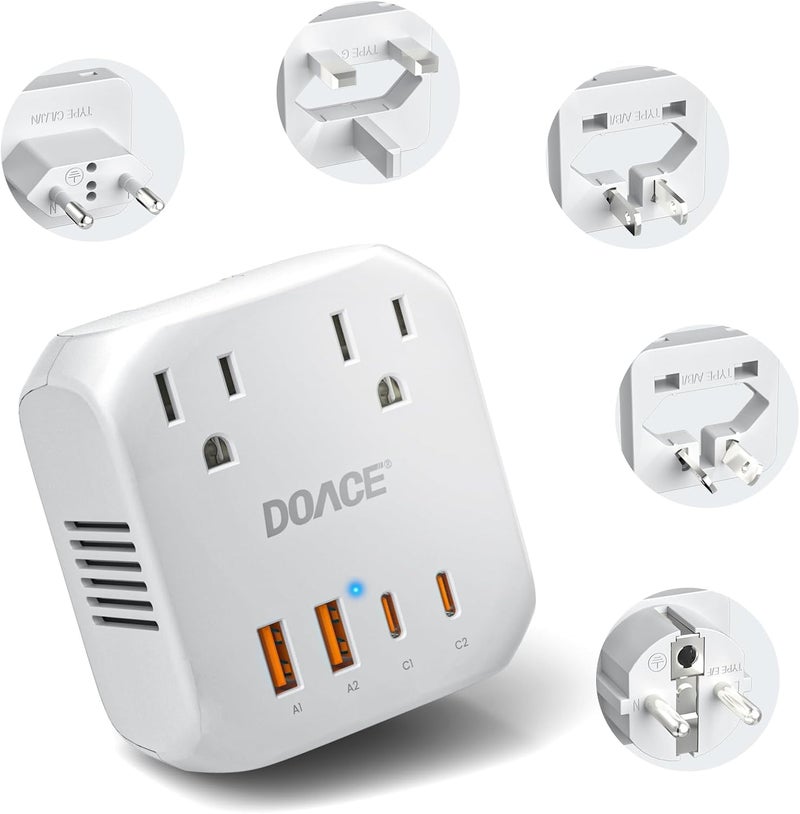 DOACE 2000W 220V to 110V Converter for European Travel for Hair Dryers, Voltage Converter US to Europe with Fast Charging Power Converter Adapter Combo with 4 USB Ports Step Down Transformer - Image 1