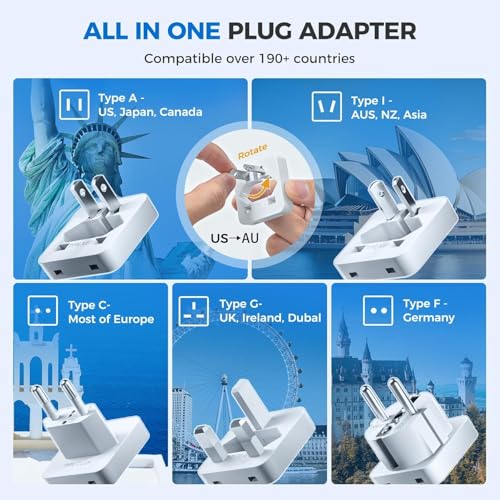 DOACE 2000W 220V to 110V Converter for European Travel for Hair Dryers, Voltage Converter US to Europe with Fast Charging Power Converter Adapter Combo with 4 USB Ports Step Down Transformer - Image 5