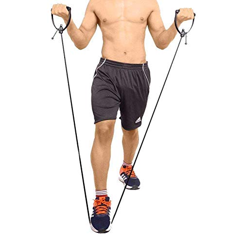Bodylastics Resistance Tube with Adjustable Length, Non-Slip Handles, High Density Door Anchor for Strength Training (Green - 25 LBS)(Material: Natural Rubber) - Image 4