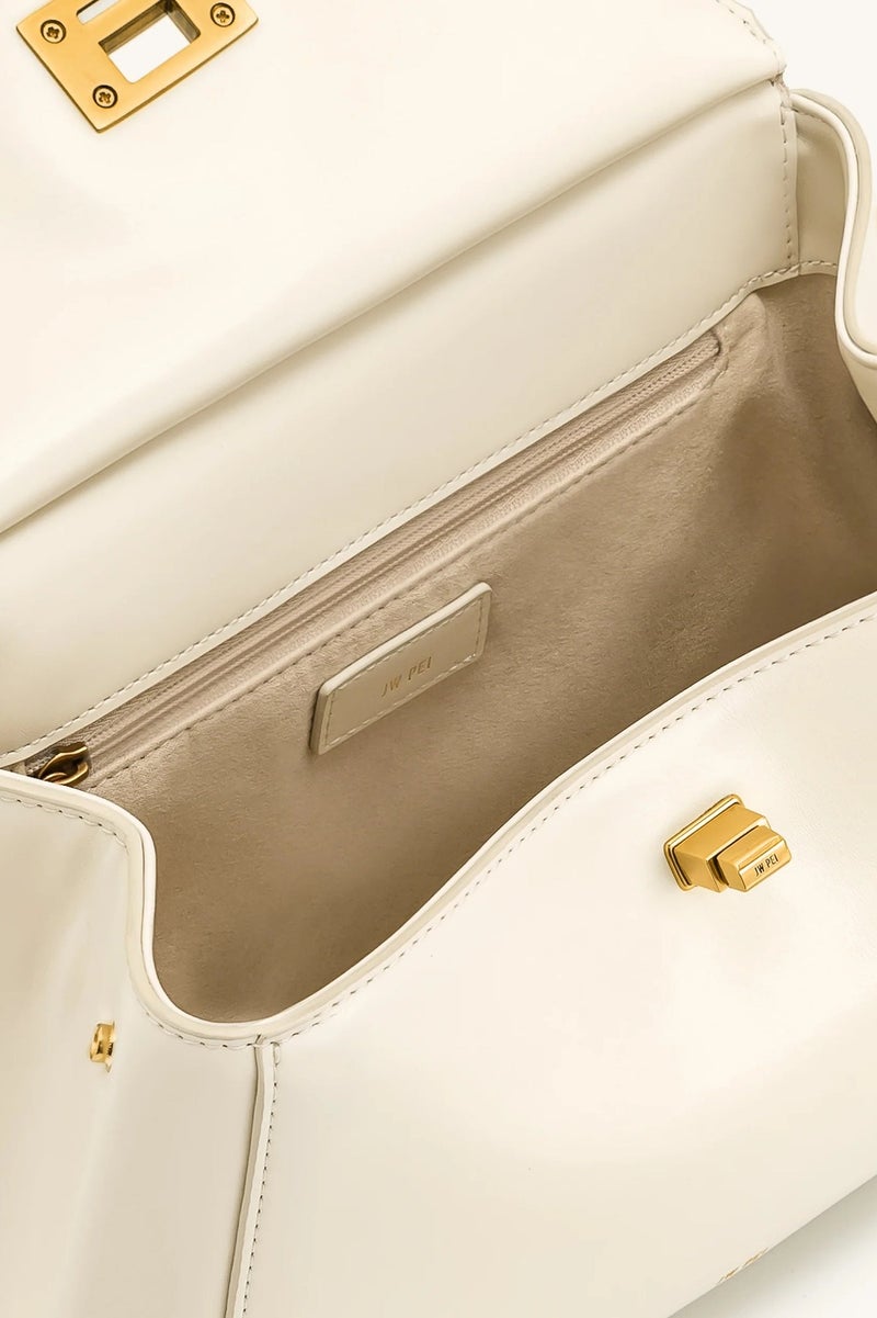 جي دبليو بي JW PEI Peekaboo رمزية الجلد الأبيض العلوي مقبض حقيبة - التوقيع الذهب الأجهزة، الهيكلة الصورة، الداخلية الواسعة، حقيبة المصمم الفاخرة للتصميم الرسمي واليومي - Image 4