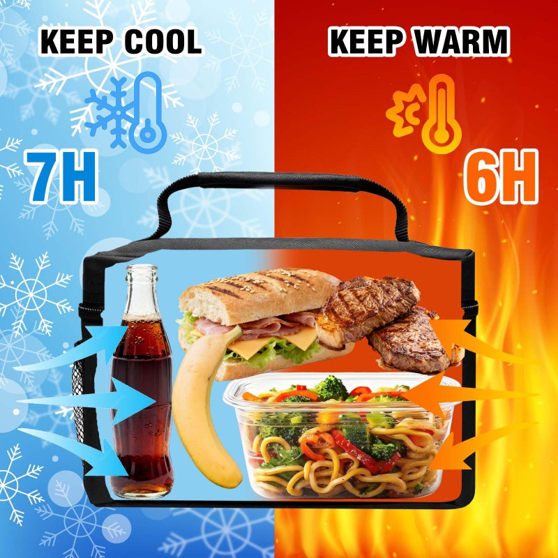 ONFAON Lunch Bag for Men/Women, Insulated Reusable Lunch Box Leakproof Cooler Tote Bag Freezable with Adjustable Shoulder Strap for Office Work Picnic Beach(Black) - Image 4
