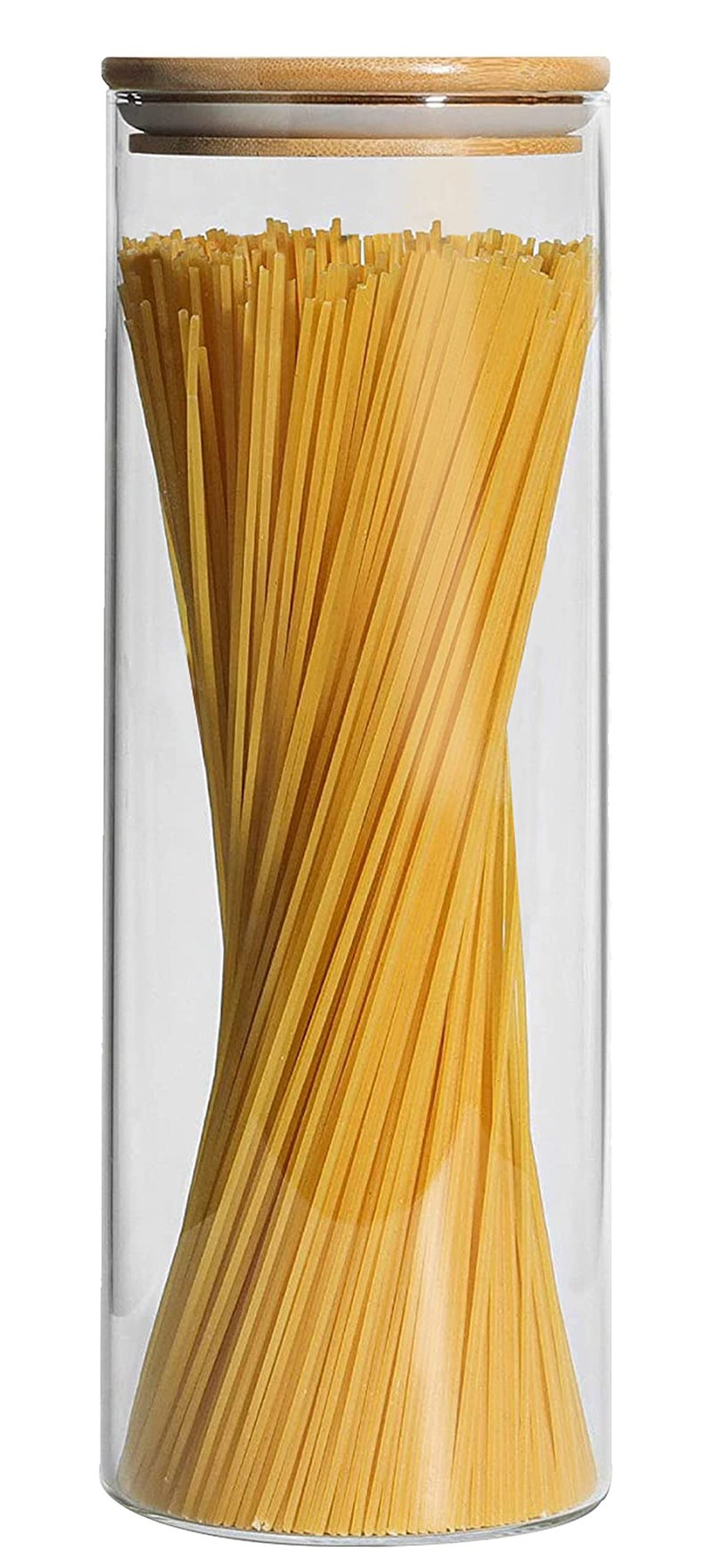 Cestari Pasta Storage Jars Spaghetti Container Glass Pasta Jar with Bamboo Lid Airtight Dry Food Storage Kitchen Canister for Snacks Macaroni Rotini Noodles Candy and More 1100 ml 115 inches