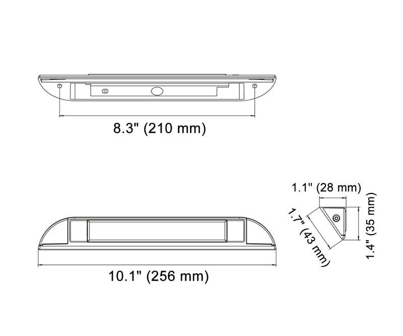 Raycharm 10" RV Camper LED Awning Porch Utility Light Fixture, 40Â° Down Angle Beam, 6000K Cool-White, 12V/24V DC, High Light-Output Low Ampere Draw, Aluminum Housing Black Finish, 2-Pack - Image 3