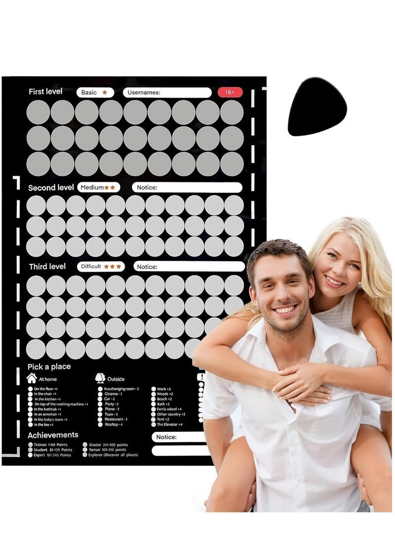 Angola Panda Scratch Off Poster with 104 Positions 20 Questions and 30 Hot Extra Tasks for Couples 169 Love Tasks Date Night Ideas Conversations - Image 1