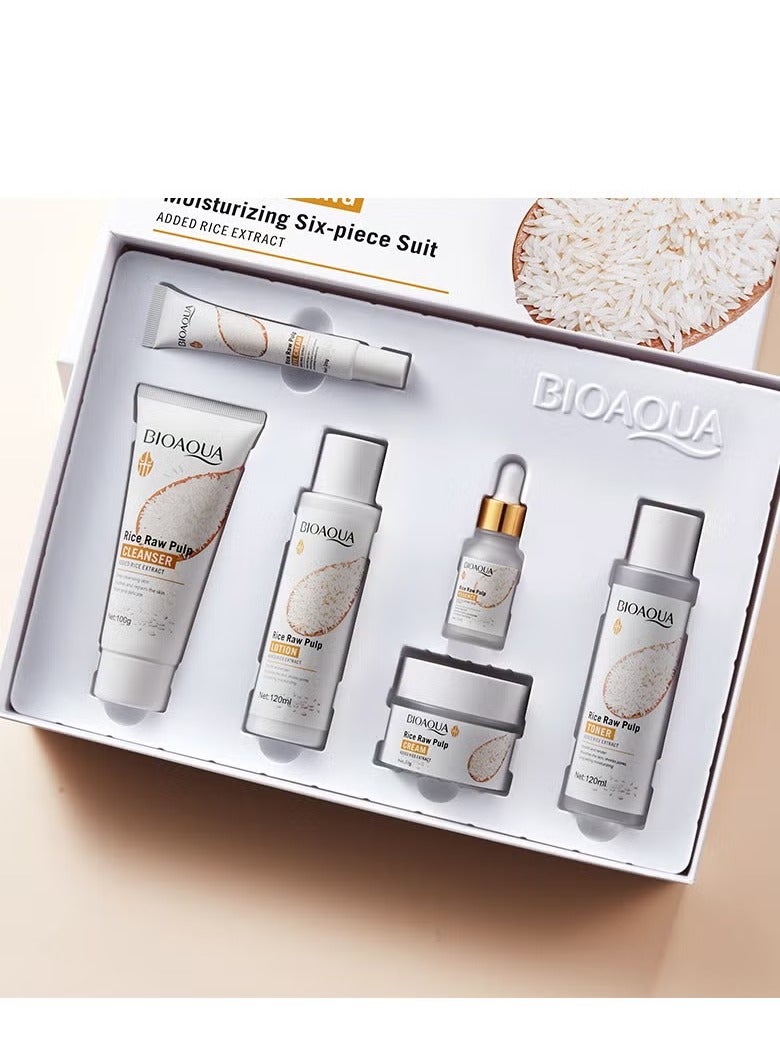 BIOAOUA Rice Puree Skin Care Set, Including Serum, Cleanser, Toner, Lotion, Eye Cream And Face Cream, Facial Care - Image 3