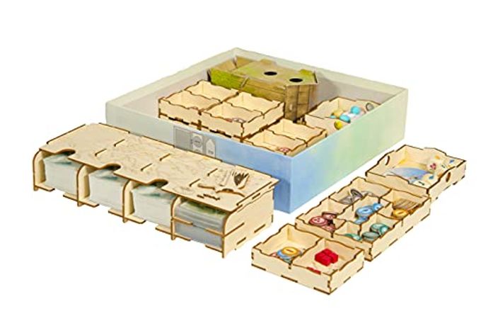 The Broken Token Game Organizer Compatible with Wingspan Wooden Game Organizing Box with Multiple Trays - Image 1