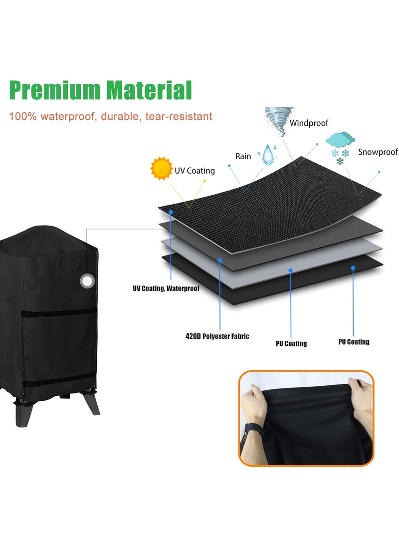 WOMACO WOMACO Smoker Cover for Pit Boss 457 Pro  Series PBV4PS1 PBV5PW1 PBV4PS2 Heavy Duty Waterproof Vertical Pellet BBQ Smoker Grill Cover 265 W x 265 D x 48 H Black  - Image 2