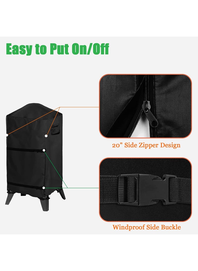 WOMACO WOMACO Smoker Cover for Pit Boss 457 Pro  Series PBV4PS1 PBV5PW1 PBV4PS2 Heavy Duty Waterproof Vertical Pellet BBQ Smoker Grill Cover 265 W x 265 D x 48 H Black  - Image 4