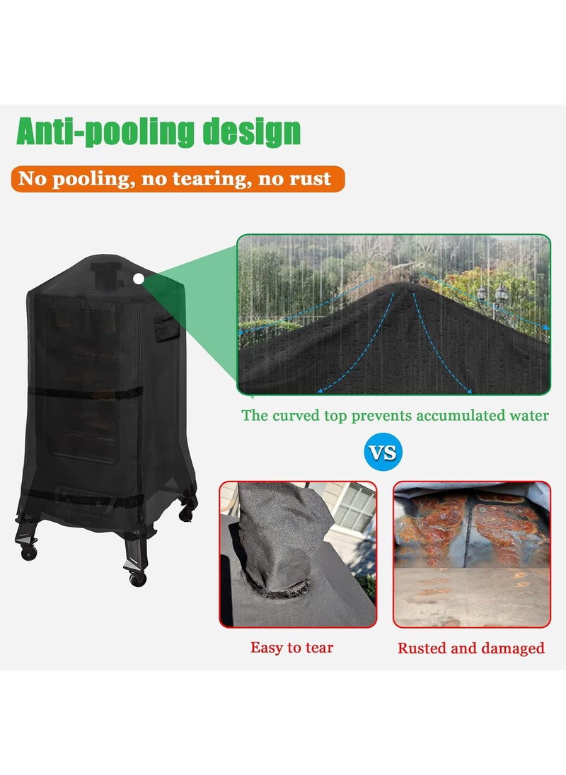 WOMACO WOMACO Smoker Cover for Pit Boss 457 Pro  Series PBV4PS1 PBV5PW1 PBV4PS2 Heavy Duty Waterproof Vertical Pellet BBQ Smoker Grill Cover 265 W x 265 D x 48 H Black  - Image 3