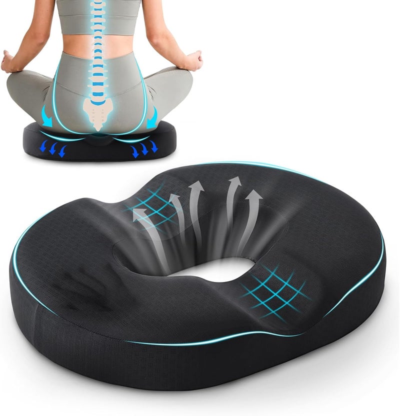 BRO Donut Cushion for Hemorrhoids - Ergonomic Memory Foam Seat Cushion for Tailbone Pain & Sciatica Relief - Image 1