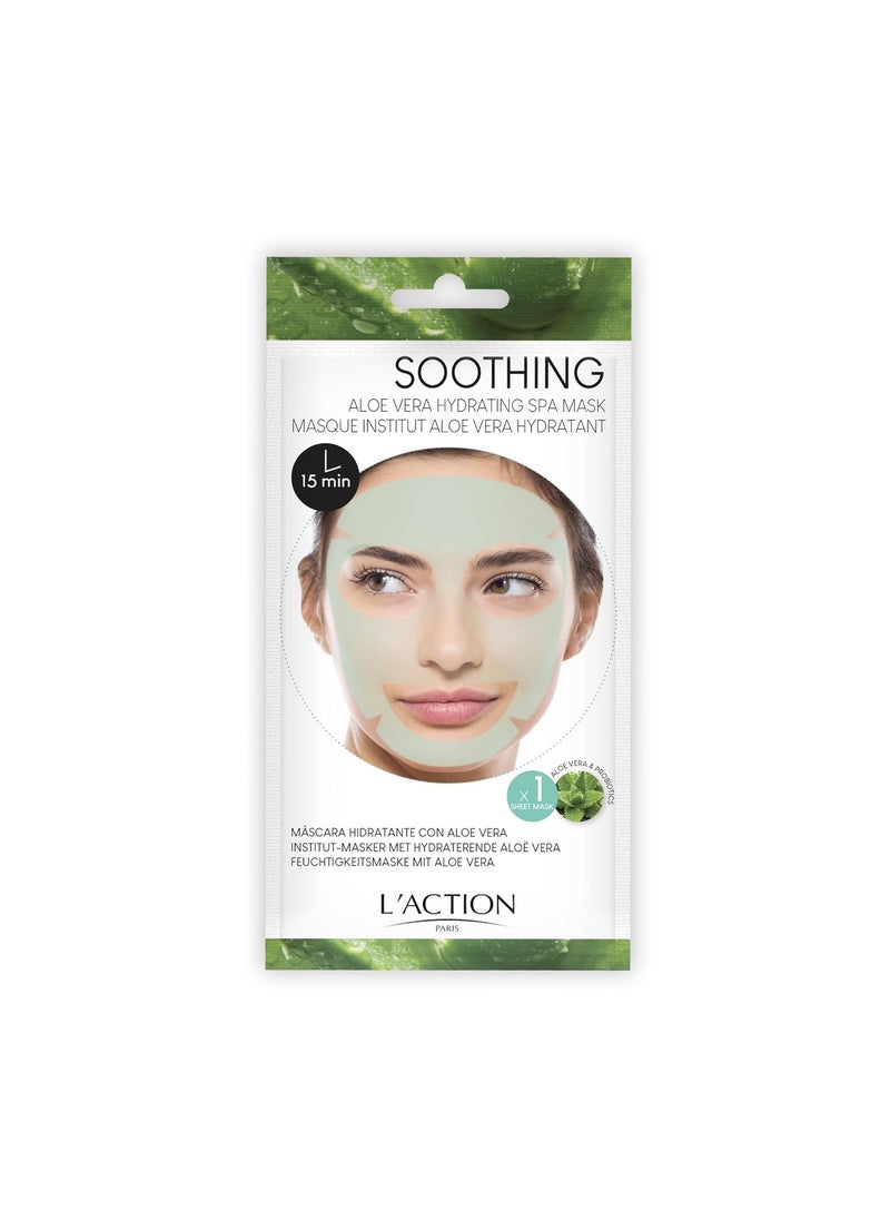 L'Action Paris - LAction Paris Aloe Vera Hydrating Spa Mask Sheet Mask Soothes and Hydrates Skin Improves Skin Elasticity Enriched with Calming Aloe Vera Leaf Extract Pack of 1 - Image 1