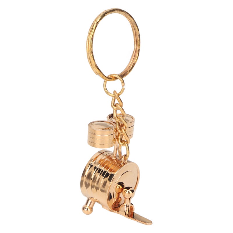 Mini Drums Keychain Attractive High Strength Metal Portable Mini Instrument Keychain for Outdoor Gold - Image 2