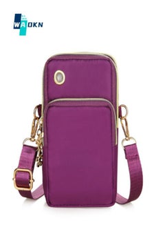 Women's Multi-layered Shoulder Bag with Earphone Hole, Fashionable Mobile Phone Bag Crossbody Bag Small Bag for Ladies, Mini Coin Purse Arm Bag Sling Bag(Purple)