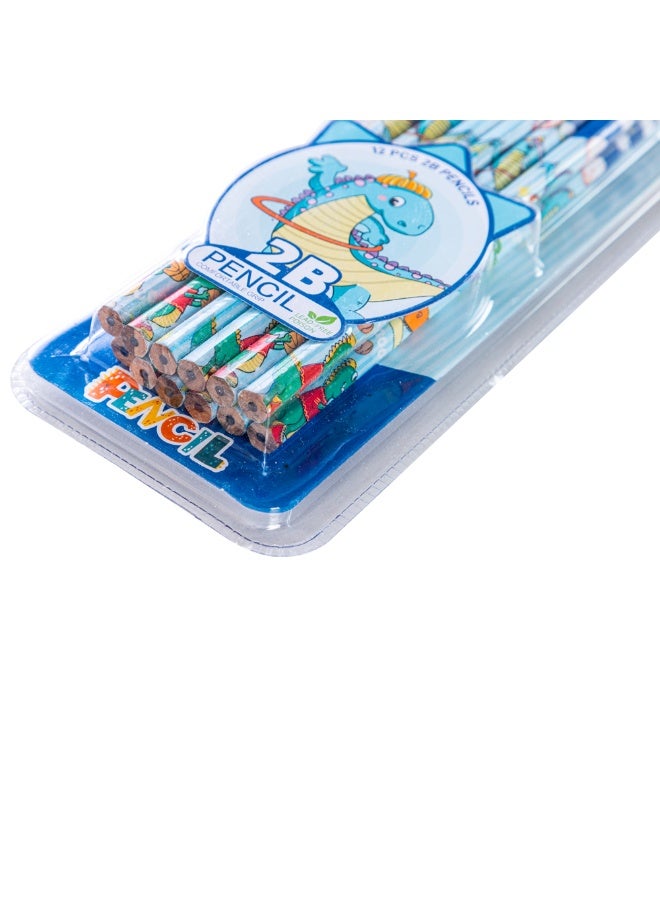 Eazy Kids 12-Pack 2B Pencils w/ Eraser Includes Sharpener -Blue - Image 4