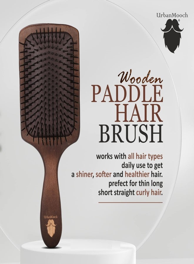 UrbanMooch Wooden Hair Brush For Men with Brush Cleaner | Nylon Bristles | Paddle Hair Brush For Men For Detangling, Massage And Smoothing | Detangler Hair Brush For All Hair Types - Image 5