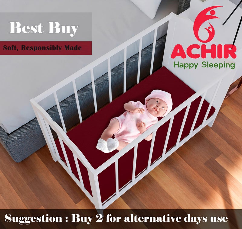 ACHIR Waterproof Cotton Dry Sheet/Bed Protector/Absorbent Mat Medium, 70 cm x 100 cm, Maroon - Image 4