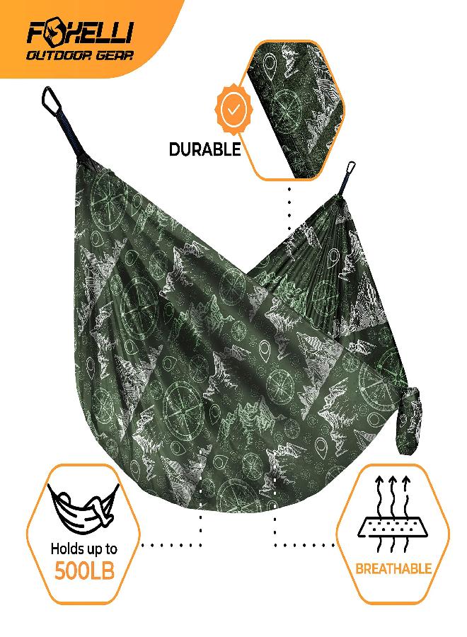 Foxelli Camping Hammock - Lightweight Parachute Nylon Portable Hammock With Tree Ropes And Carabiners, Perfect For Outdoors, Backpacking, Hiking, Camping, Travel, Beach, Backyard & Garden - Image 3