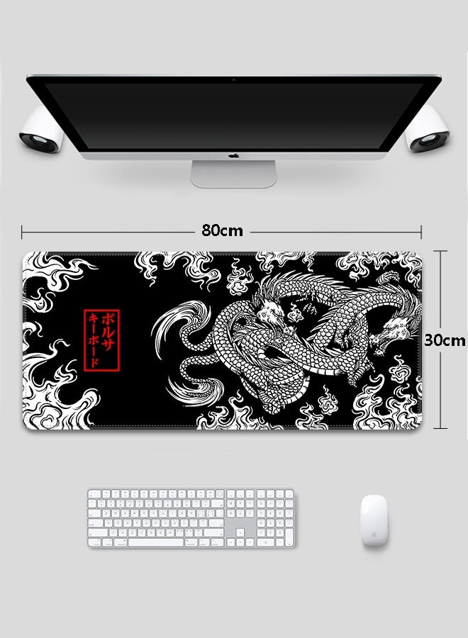 كبير ماوس الوسادة الموسعة الألعاب عدم الانزلاق المطاط قاعدة مكتب لوحة المفاتيح ماوس منصات الأسود التنين - Image 4