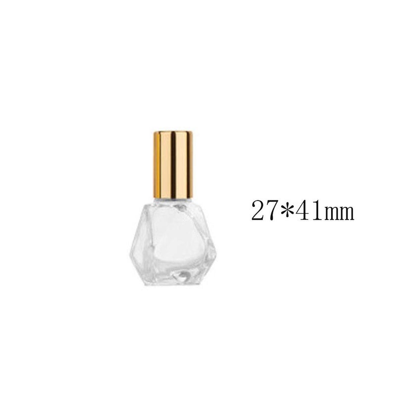 ConStore 10 PCS Mini Portable Polygonal Clear Glass Roller Bottle,8ml/0.27oz DIY Travel Essential Oil Roll On Bottle with Stainless Steel Ball Gold Cap - Image 2