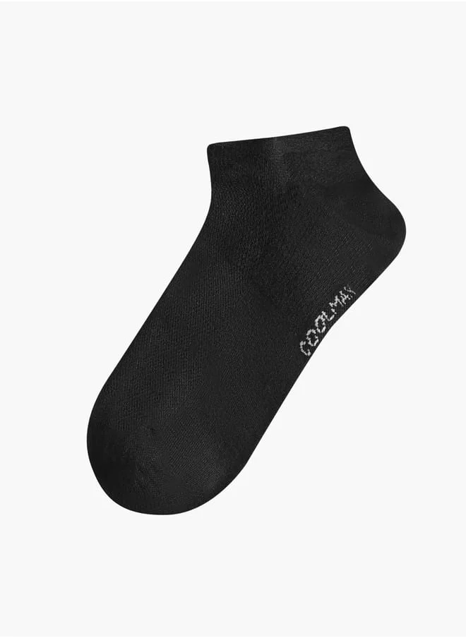 Dash Men's Logo Print Non Terry Ankle Length Socks - Set of 3