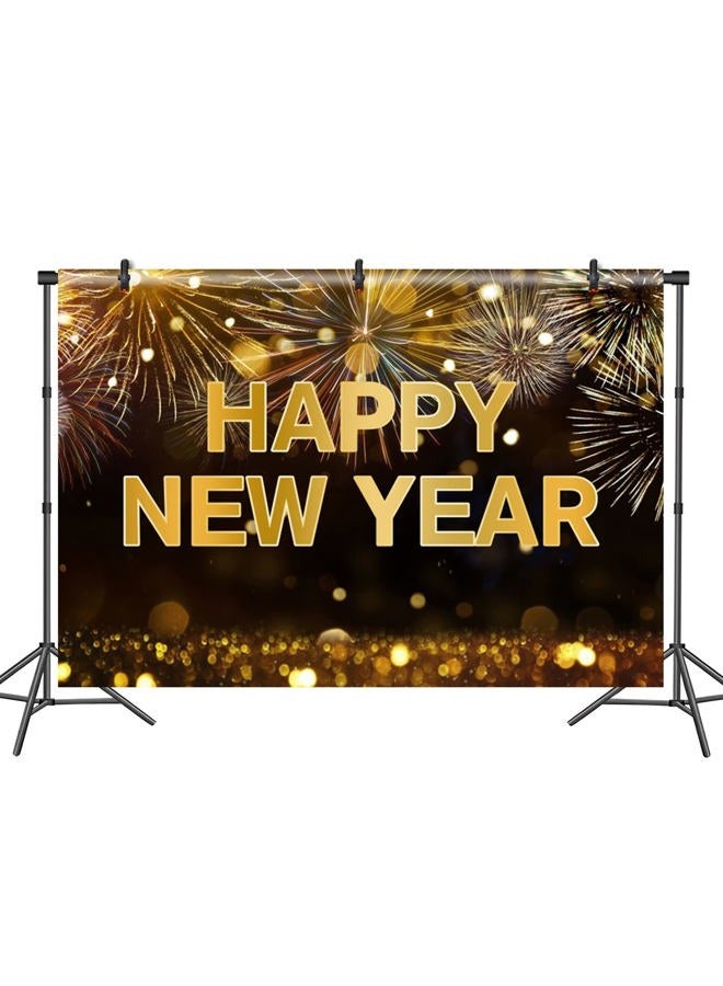 DASHAN 12x8ft Happy New Year Backdrop Fireworks Gold Bokeh Photo Background for Happy New Year Eve Banner Decor Christmas Eve Party Photography Studio Props - Image 1