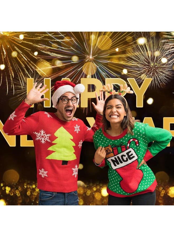 DASHAN 12x8ft Happy New Year Backdrop Fireworks Gold Bokeh Photo Background for Happy New Year Eve Banner Decor Christmas Eve Party Photography Studio Props - Image 4