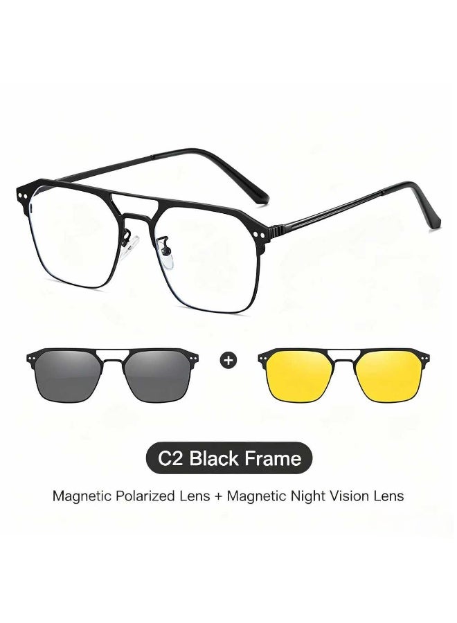3-in-1 magnetic polarized sunglasses, blue light blocking glasses with magnetic polarized lenses and magnetic night vision lenses, multifunctional glasses for men and women used day and night - Image 1