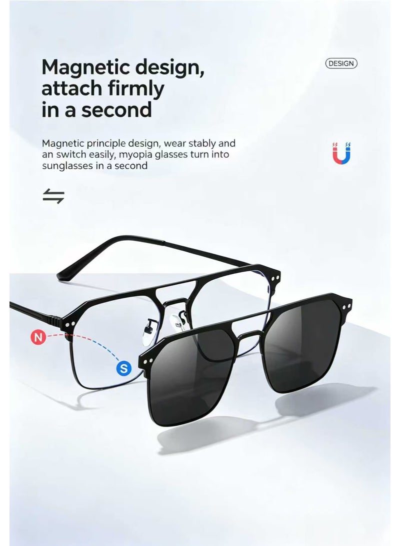 3-in-1 magnetic polarized sunglasses, blue light blocking glasses with magnetic polarized lenses and magnetic night vision lenses, multifunctional glasses for men and women used day and night - Image 2