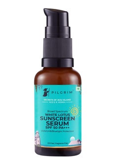 PILGRIM Pilgrim White lotus SUNSCREEN SERUM SPF 30 PA+++ for women & men with Hyaluronic acid & CICA | Oil & silicon free, Broad spectrum, Non-greasy, No white cast | Korean skin care | All skin types | 30 ml  - Image 1