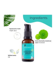 PILGRIM Pilgrim White lotus SUNSCREEN SERUM SPF 30 PA+++ for women & men with Hyaluronic acid & CICA | Oil & silicon free, Broad spectrum, Non-greasy, No white cast | Korean skin care | All skin types | 30 ml  - Image 3