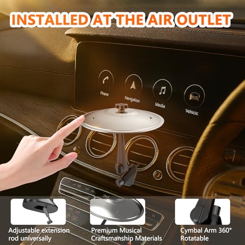 MENGBEI Car Cymbal Air Vent, Mini Car Crash Cymbals, Add Fun to Your Drive with Car Drum | A Great Gift For Drummers And Music Lovers | All Vehicle Types (Silver, 5.5 Inch) - Image 3