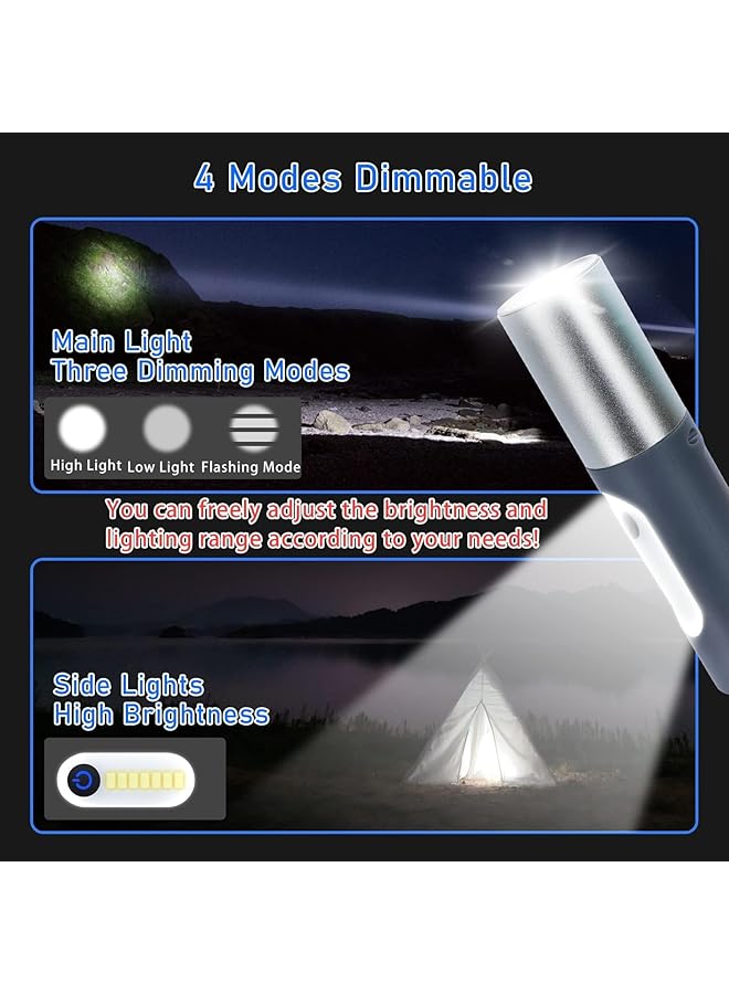 X spring Mini Flashlight USB Rechargeable Flashlight with IP4 Waterproof & Type C Charging Cable High Lumens 4 Modes Zoomable Flashlight for Camping Outdoors Emergencies Home Use etc - Image 3