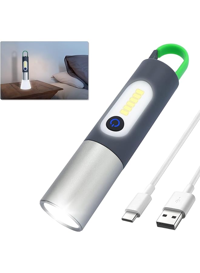 X spring Mini Flashlight USB Rechargeable Flashlight with IP4 Waterproof & Type C Charging Cable High Lumens 4 Modes Zoomable Flashlight for Camping Outdoors Emergencies Home Use etc - Image 1