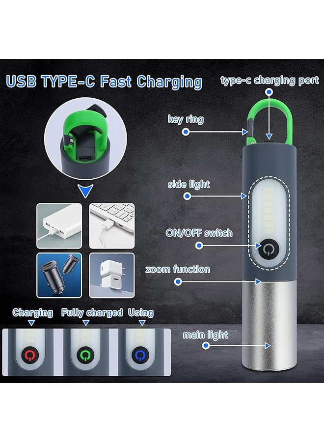 X spring Mini Flashlight USB Rechargeable Flashlight with IP4 Waterproof & Type C Charging Cable High Lumens 4 Modes Zoomable Flashlight for Camping Outdoors Emergencies Home Use etc - Image 4