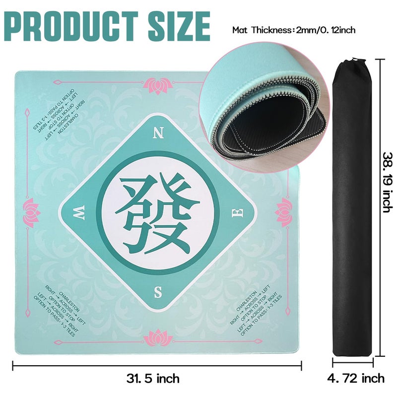 Topwon Mahjong Mat for Game Table 3mm Mahjongg Accessories with Black Carrying Bag Anti-Slip Noise Reduction Table Cover for Poker, Board Games, Dominoes, and Card Games 31.5 Inch - Image 2