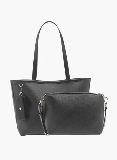 Flora Bella By Shoexpress Womens Monogram Textured Tote With Crossbody Bag And Detachable Coin Pouch