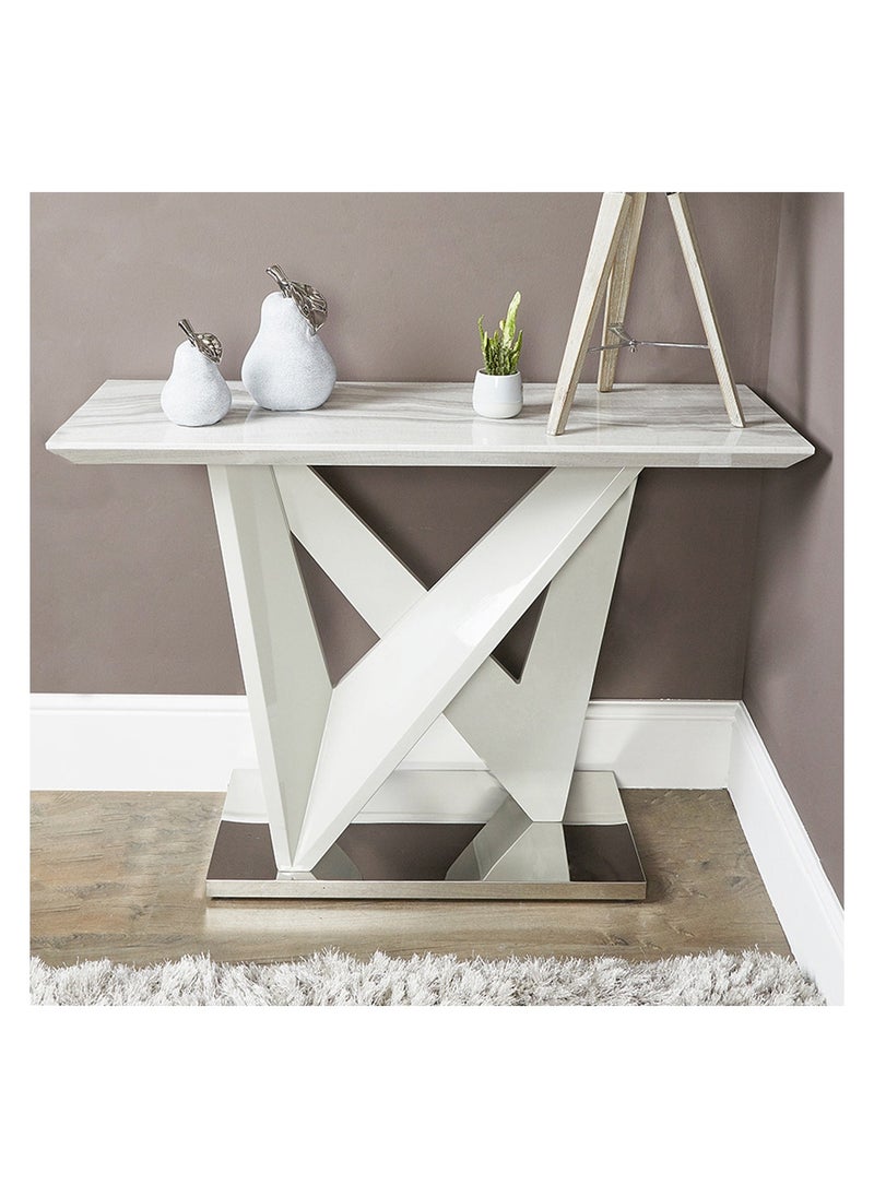 VANITY LIVING VANITY LIVING Wood Console Table for Hallway Furniture, 110cm Marble Finish Entryway Table for Living Room with Metallic Base and Modern Style  - Image 1
