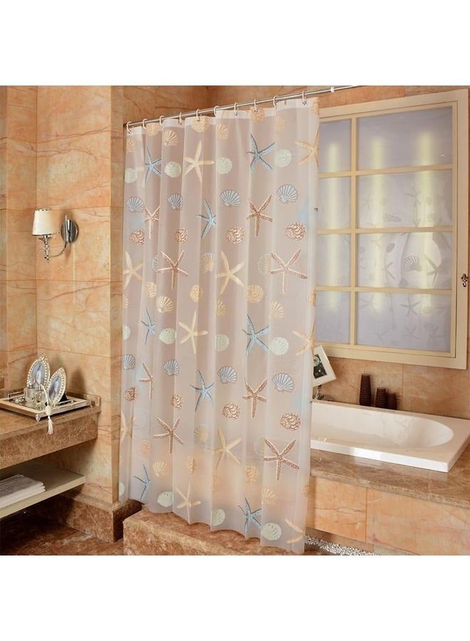 Shower Curtain Liner Sea Star Theme Pattern Curtain Set Waterproof,  Eco-Friendly PEVA Bathroom Stain Resistant - Image 1
