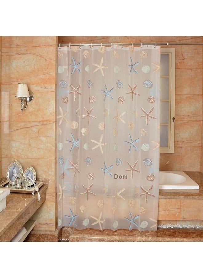 Shower Curtain Liner Sea Star Theme Pattern Curtain Set Waterproof,  Eco-Friendly PEVA Bathroom Stain Resistant - Image 2