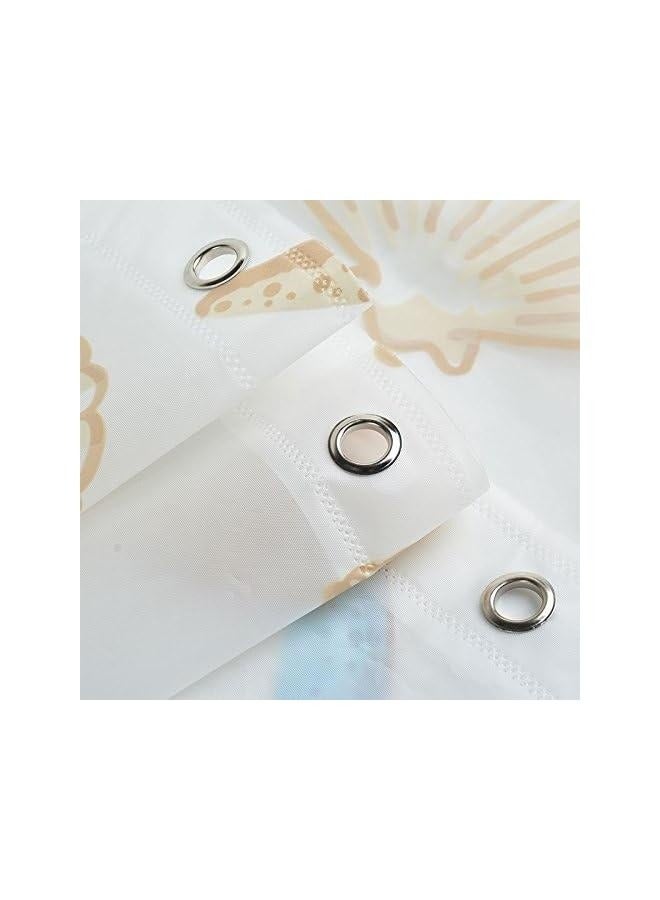 Shower Curtain Liner Sea Star Theme Pattern Curtain Set Waterproof,  Eco-Friendly PEVA Bathroom Stain Resistant - Image 4